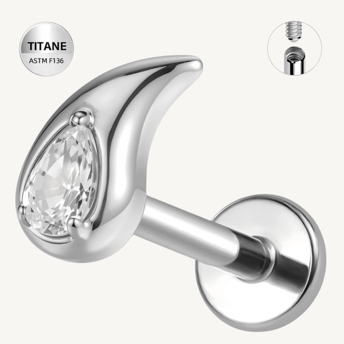 Piercing d’oreille en titane ASTM F136 hypoallergénique - NAÉLIA - Much Elegance