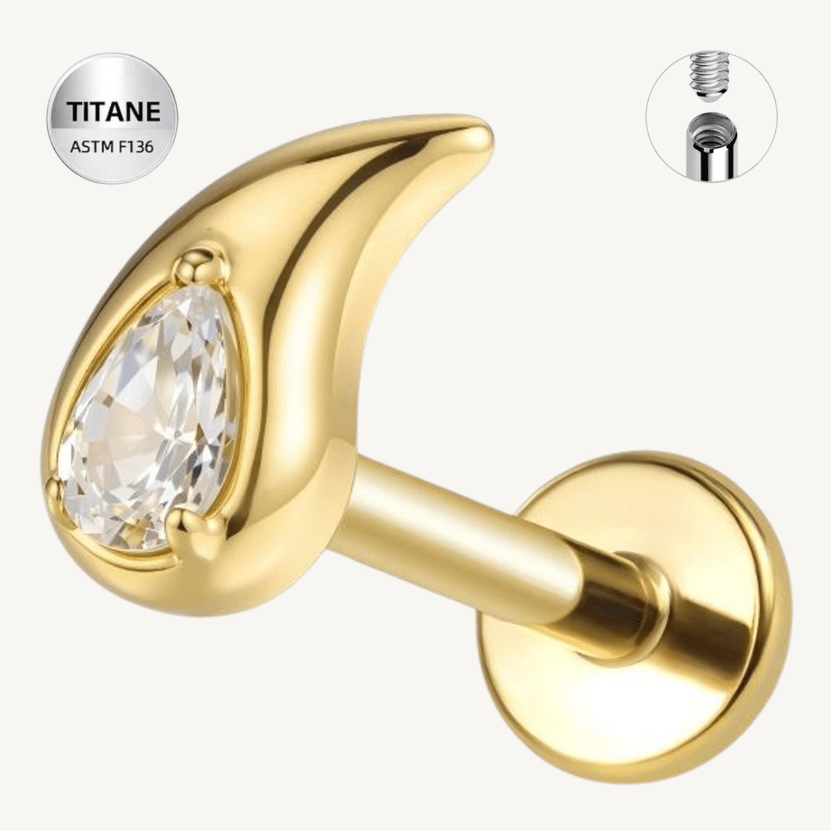 Piercing d’oreille en titane ASTM F136 hypoallergénique - NAÉLIA - Much Elegance