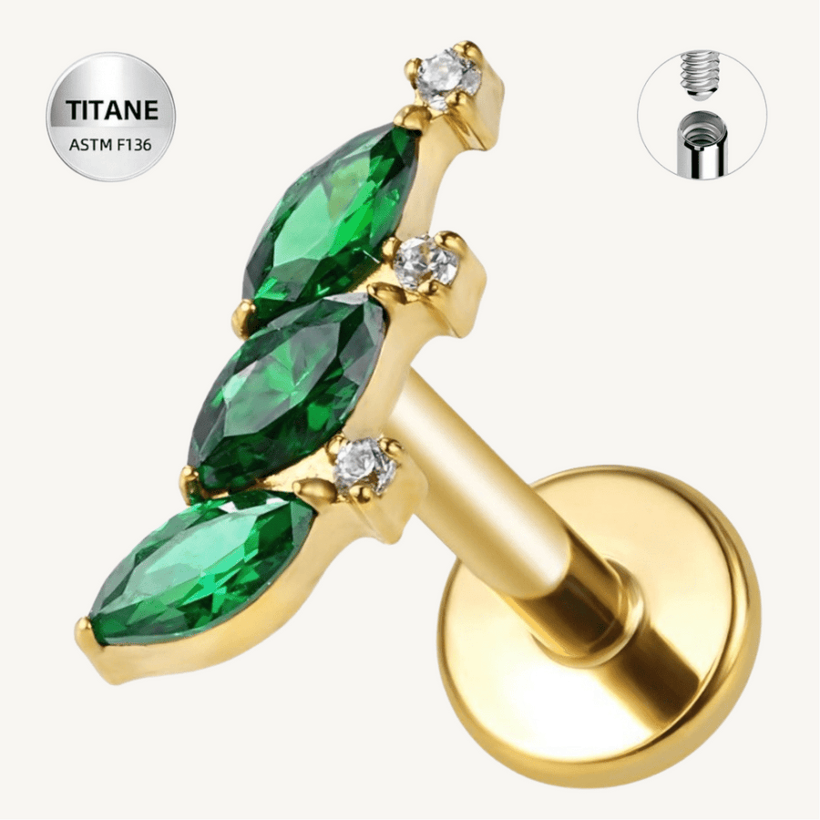 Piercing d’oreille en titane ASTM F136 hypoallergénique - VERDIA - Much Elegance