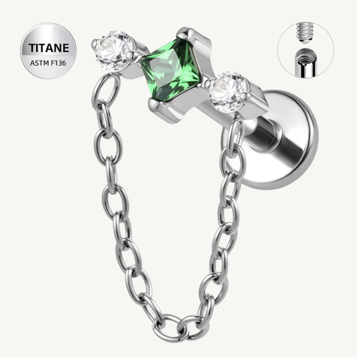 Piercing d’oreille en titane ASTM F136 hypoallergénique - VÉRONA - Much Elegance