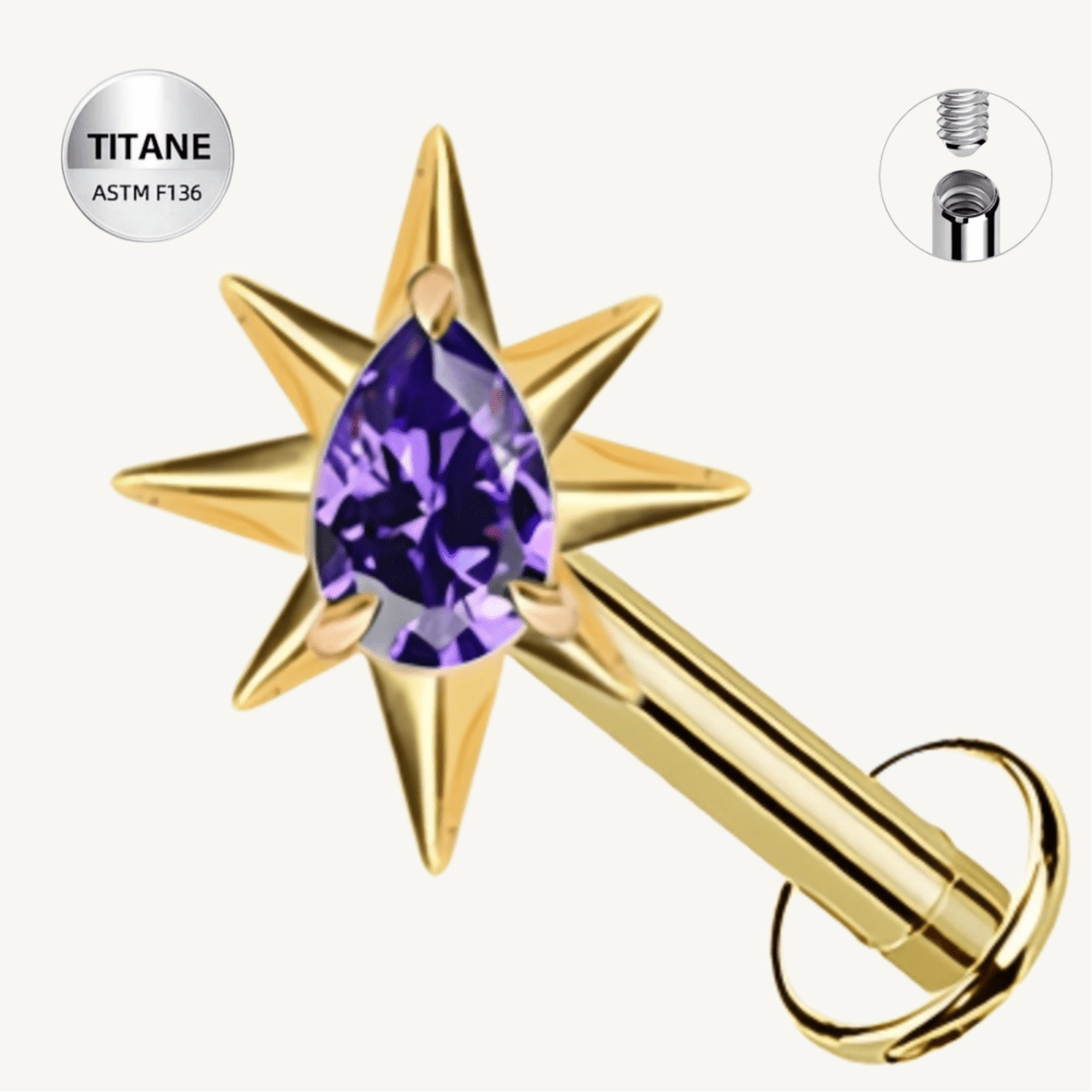 Piercing étoile en titane ASTM F136 hypoallergénique - AURORA