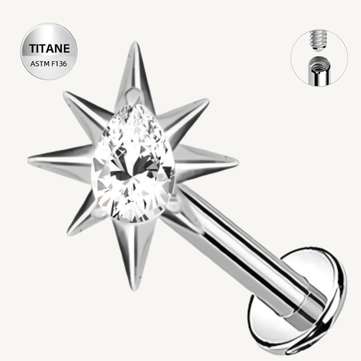 Piercing étoile en titane ASTM F136 hypoallergénique - AURORA