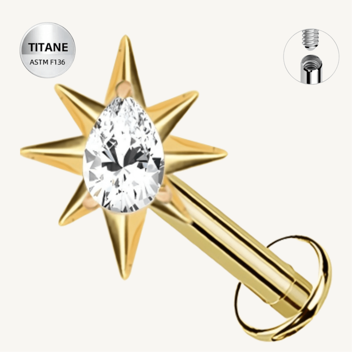 Piercing étoile en titane ASTM F136 hypoallergénique - AURORA