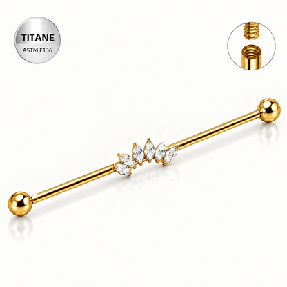 Piercing industriel en titane ASTM F136 serti de 6 pierres - ÉCLYSE - Much Elegance