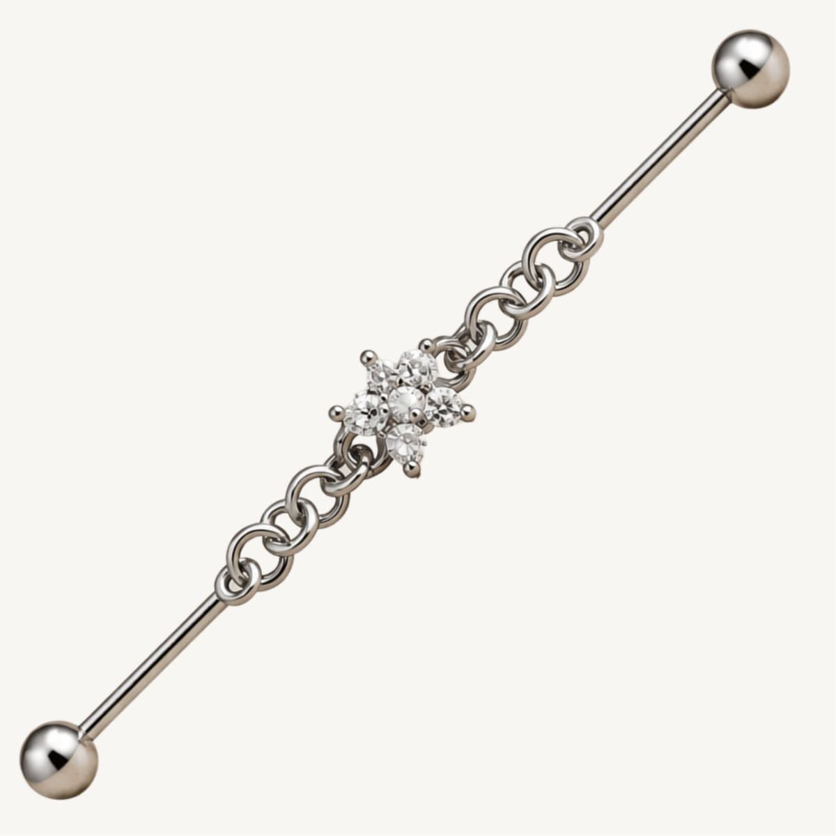 Piercing industriel fleur en argent sterling 925 - FLEURIS - Much Elegance