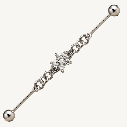 Piercing industriel fleur en argent sterling 925 - FLEURIS - Much Elegance