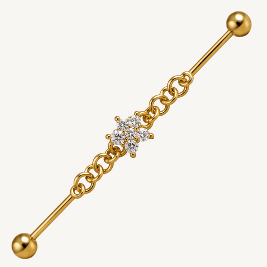 Piercing industriel fleur en argent sterling 925 - FLEURIS - Much Elegance
