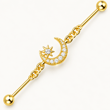 Piercing industriel lune en argent sterling 925 - LUNAE - Much Elegance