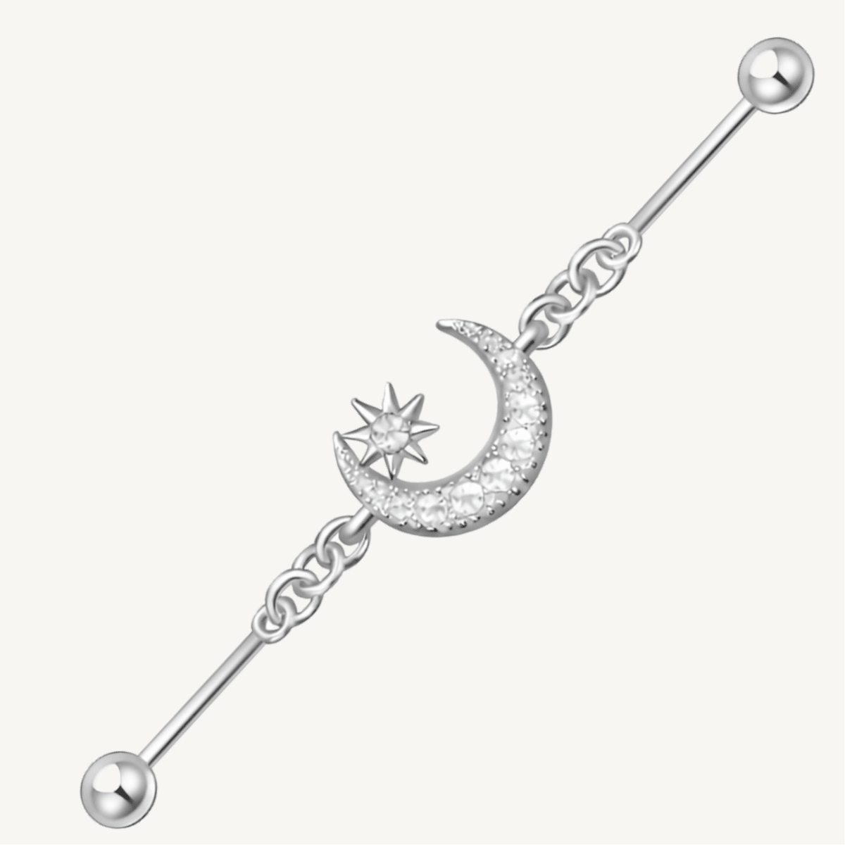 Piercing industriel lune en argent sterling 925 - LUNAE - Much Elegance