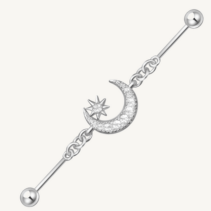 Piercing industriel lune en argent sterling 925 - LUNAE - Much Elegance