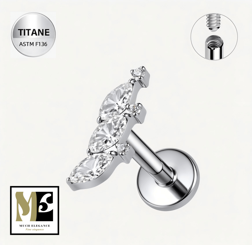 VERDIA – Piercing d’oreille en titane ASTM F136 hypoallergénique - Much Elegance