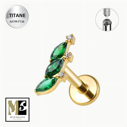 VERDIA – Piercing d’oreille en titane ASTM F136 hypoallergénique - Much Elegance