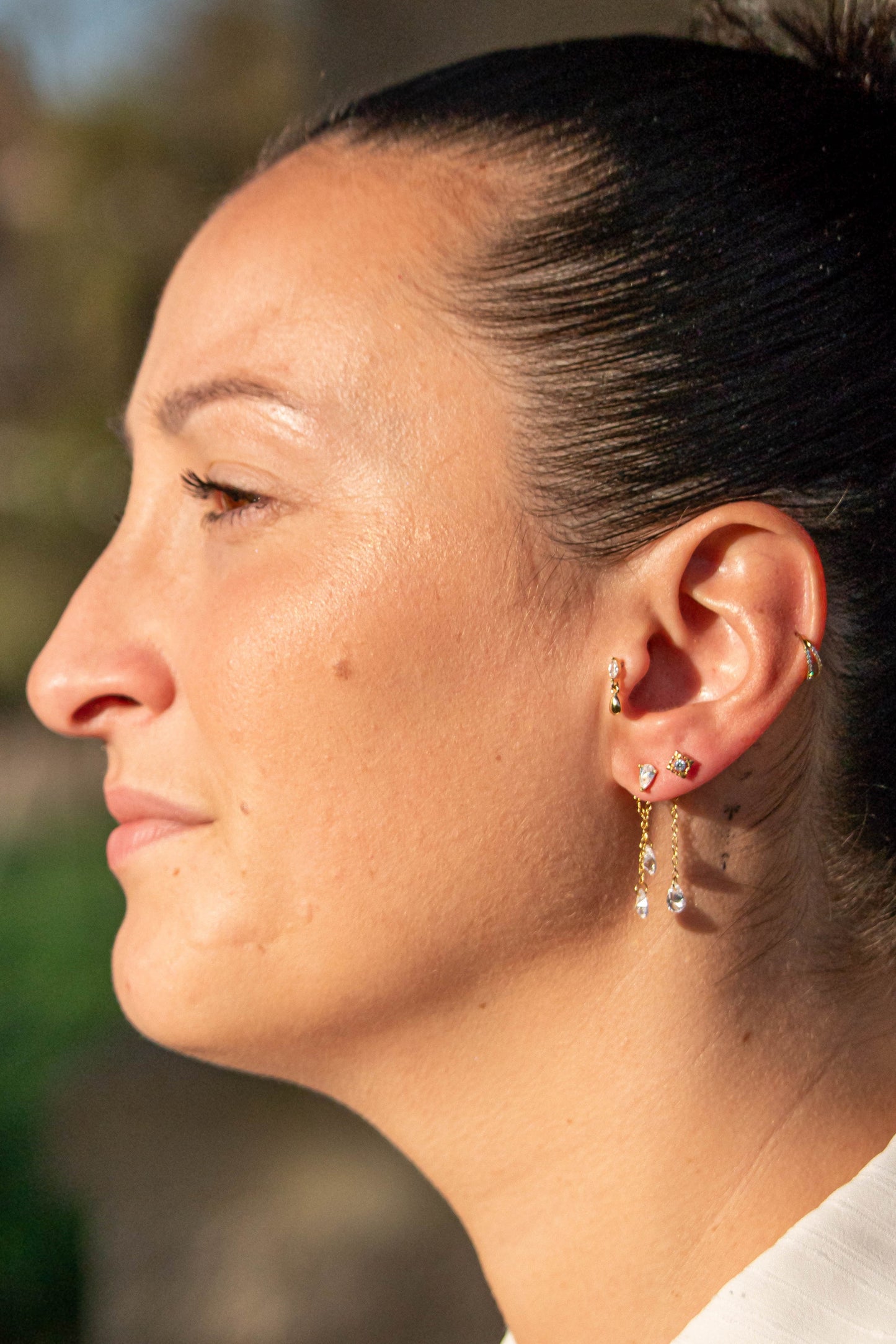 PLUIE DE CRISTAL – Charm d’Oreille Argent 925 ou Plaqué Or 18K | Gouttes Scintillantes - Much Elegance