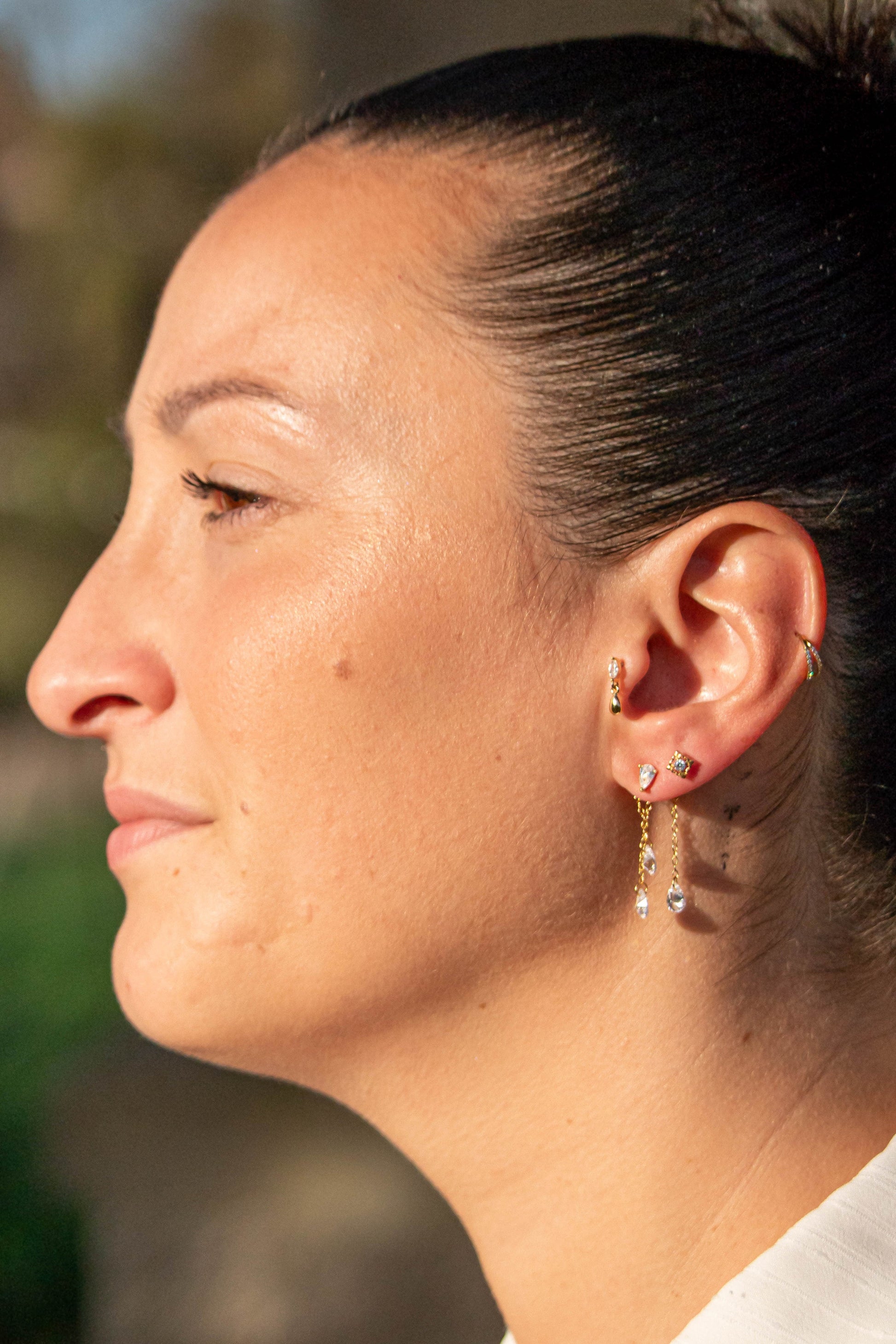 PLUIE DE CRISTAL – Charm d’Oreille Argent 925 ou Plaqué Or 18K | Gouttes Scintillantes - Much Elegance