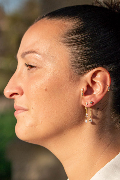 PLUIE DE CRISTAL – Charm d’Oreille Argent 925 ou Plaqué Or 18K | Gouttes Scintillantes - Much Elegance