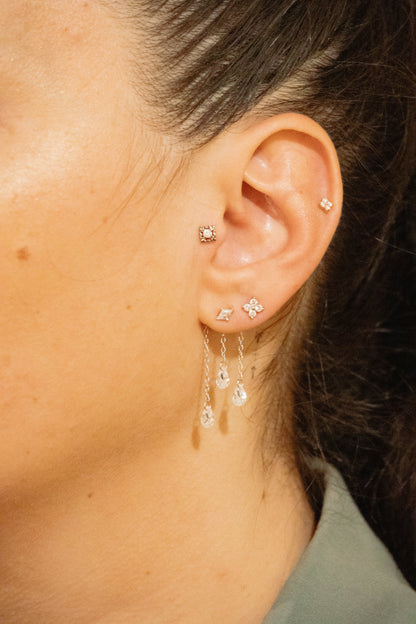 PLUIE DE CRISTAL – Charm d’Oreille Argent 925 ou Plaqué Or 18K | Gouttes Scintillantes - Much Elegance