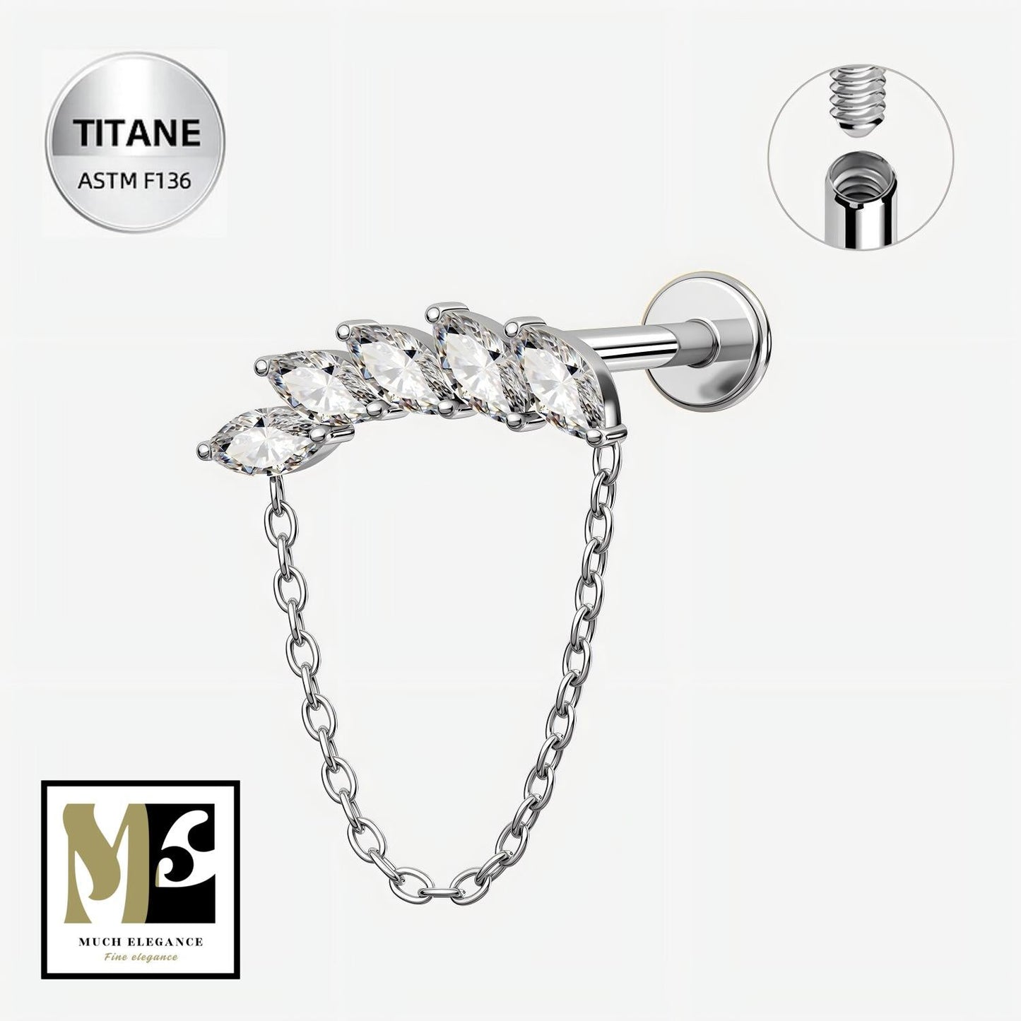 SERENA – Piercing Chaîne en Titane ASTM F - 136 - Much Elegance
