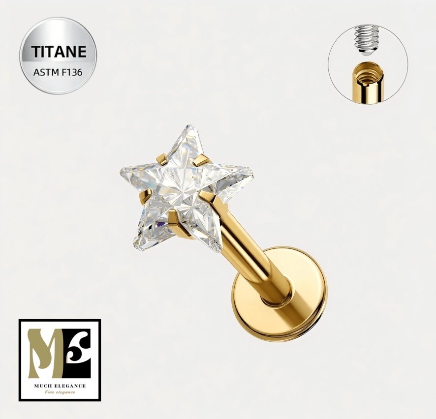STELIA – Piercing Étoile Cristal en Titane ASTM F - 136 - Much Elegance