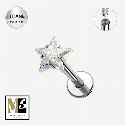 STELIA – Piercing Étoile Cristal en Titane ASTM F - 136 - Much Elegance