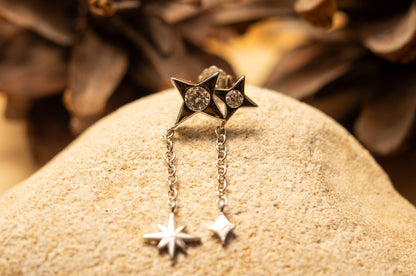 STELLARIA – Boucle d’oreille chaîne avec étoiles en argent sterling 925 - Much Elegance
