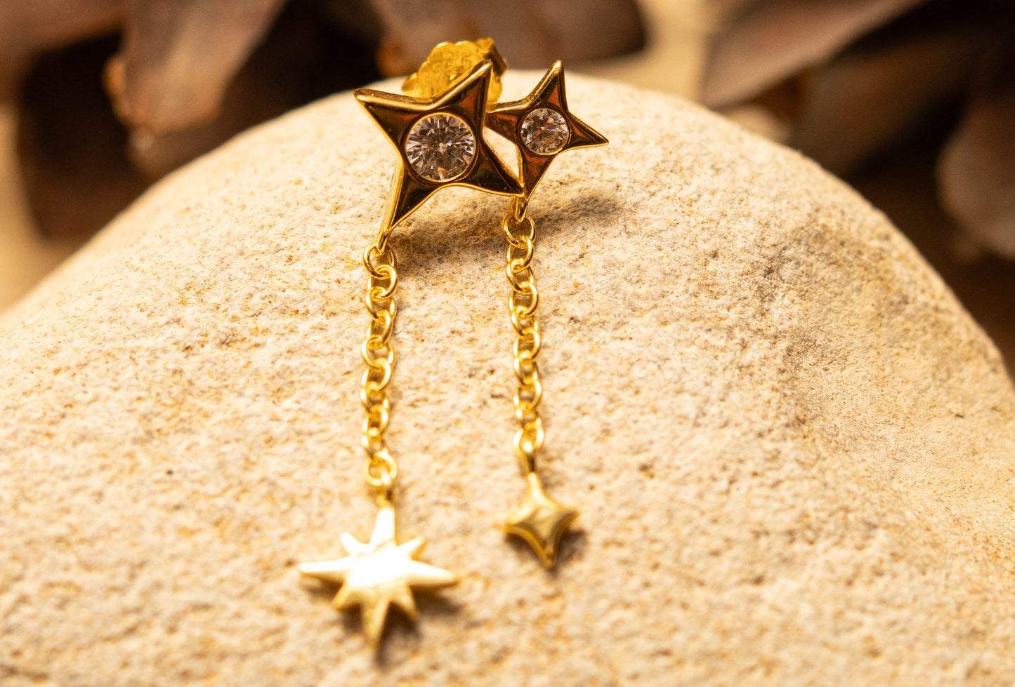 STELLARIA – Boucle d’oreille chaîne avec étoiles en argent sterling 925 - Much Elegance